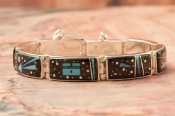 Calvin Begay Night Sky Sterling Silver Link Bracelet